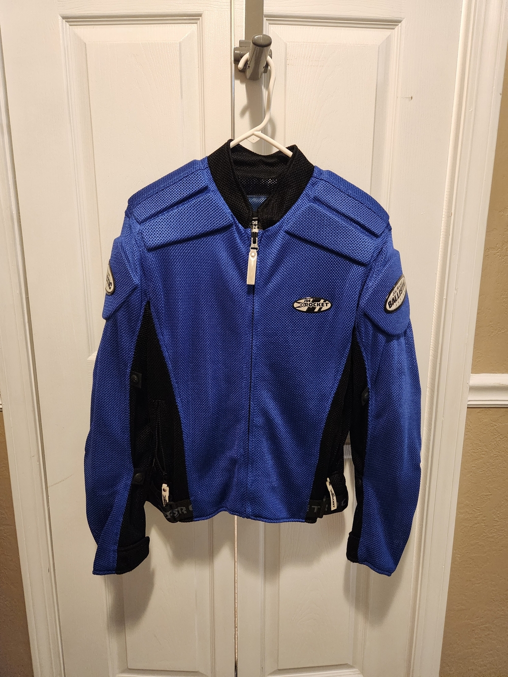 Joe Rocket Blue Mesh Motorcycle Jacket with Black Logo Patch